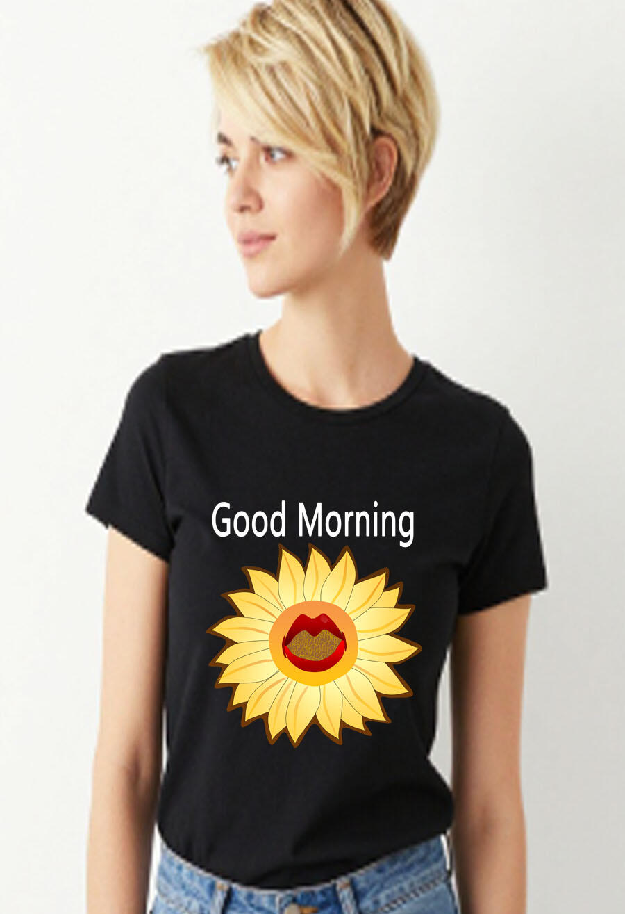 New Arrival: Black Christian hoodie featuring a cheerful daisy illustration with a red smiling lip detail and the words “Good Morning.” The playful floral design creates a bright, uplifting look on the black hoodie.