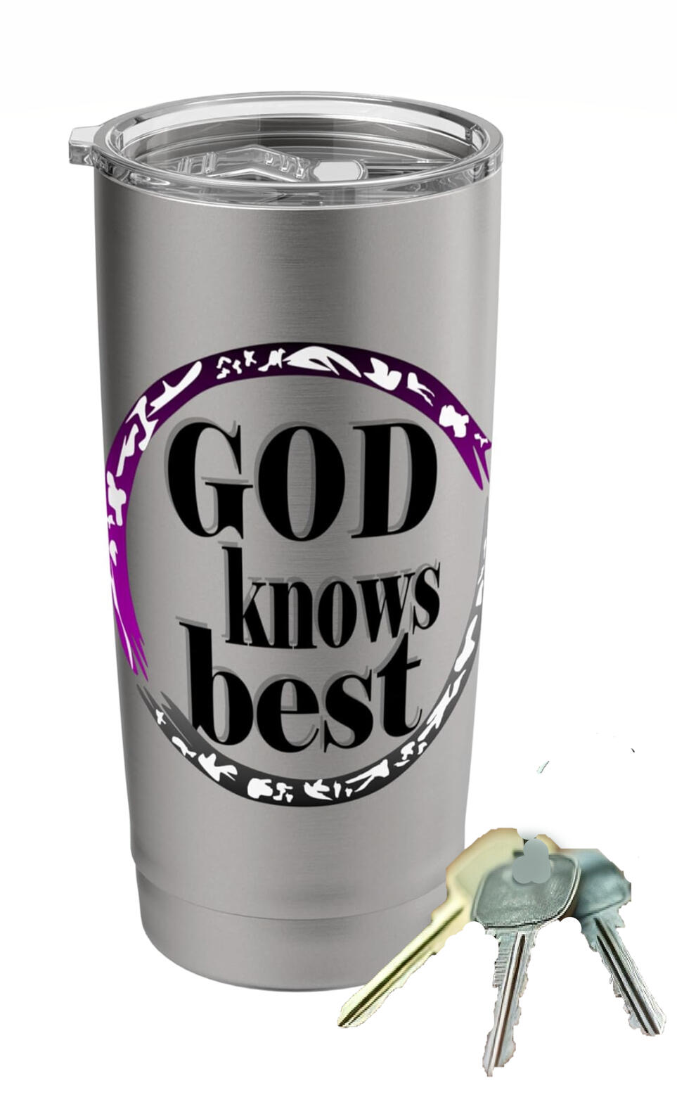 God Knows Best Silver Christian Tumbler