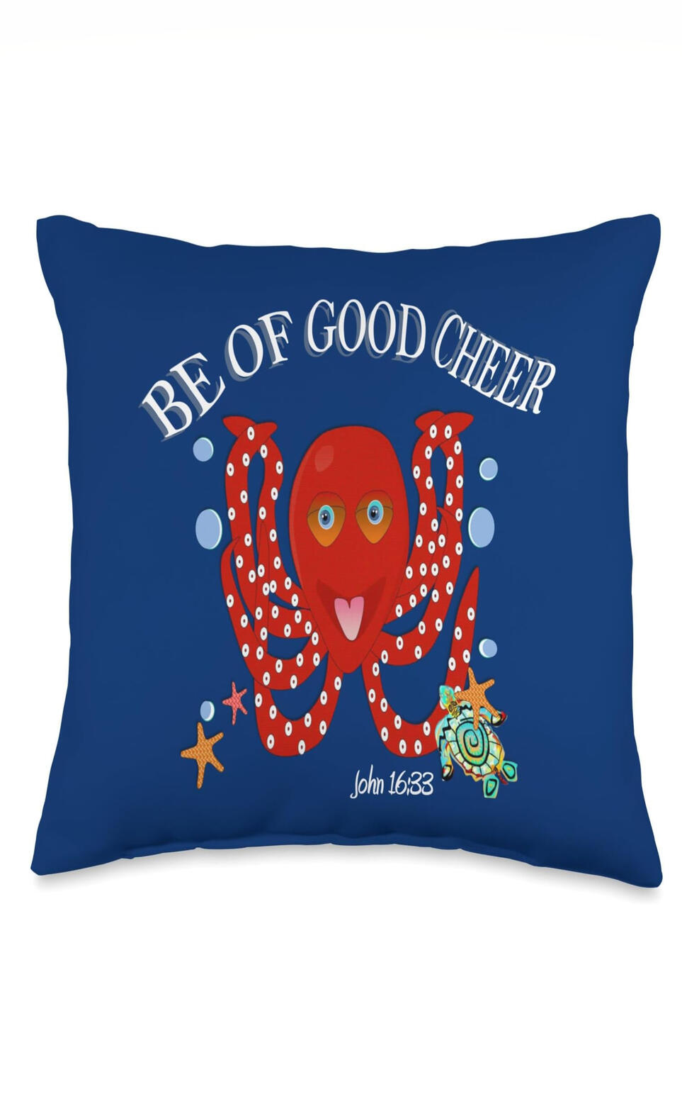 Be Of Good Cheer Christian Blue Pillow